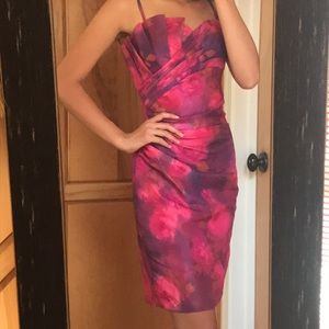 Aidan Mattox floral ruffle cocktail dress size 0